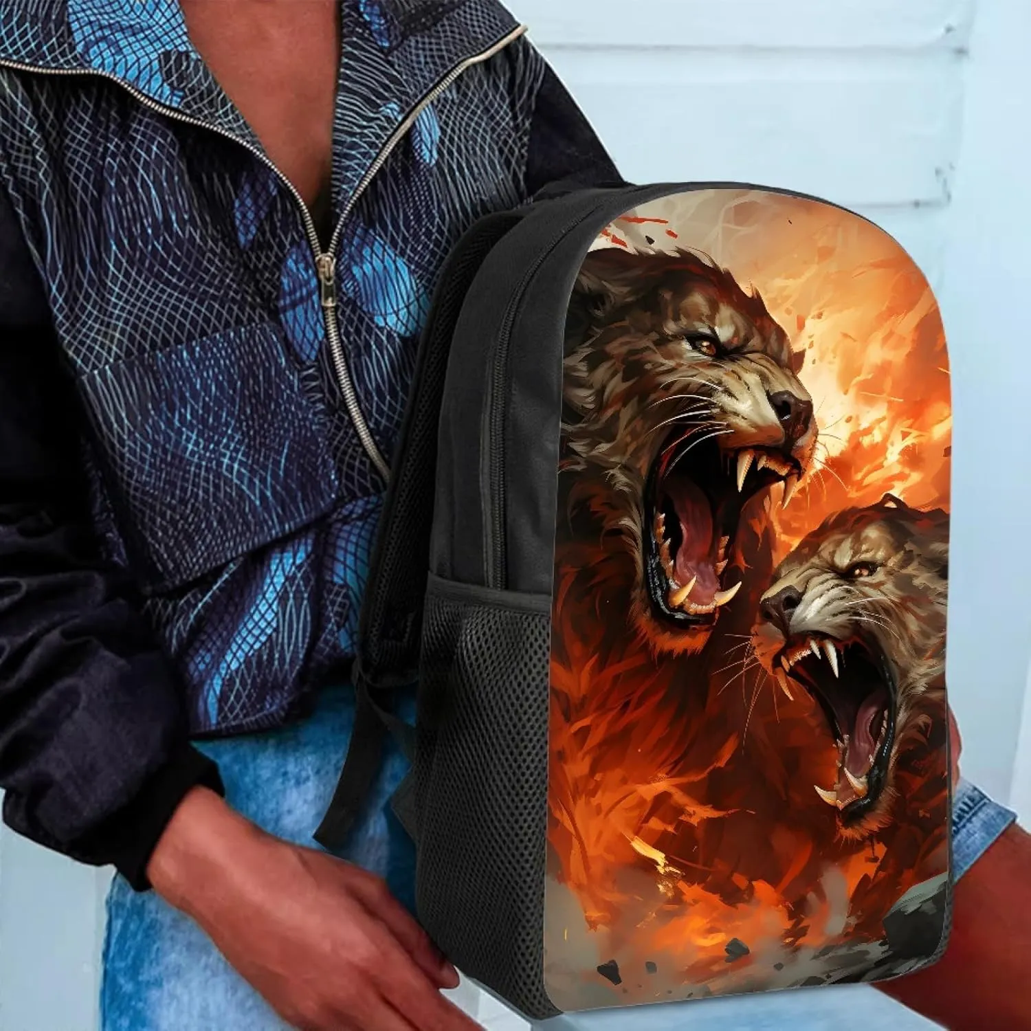 JooMeryer School Bags Backpack for Teens Childs Boys Girls 3D Animal Printed Casual Travel Knapsack Laptop Rucksack,Angry Tiger