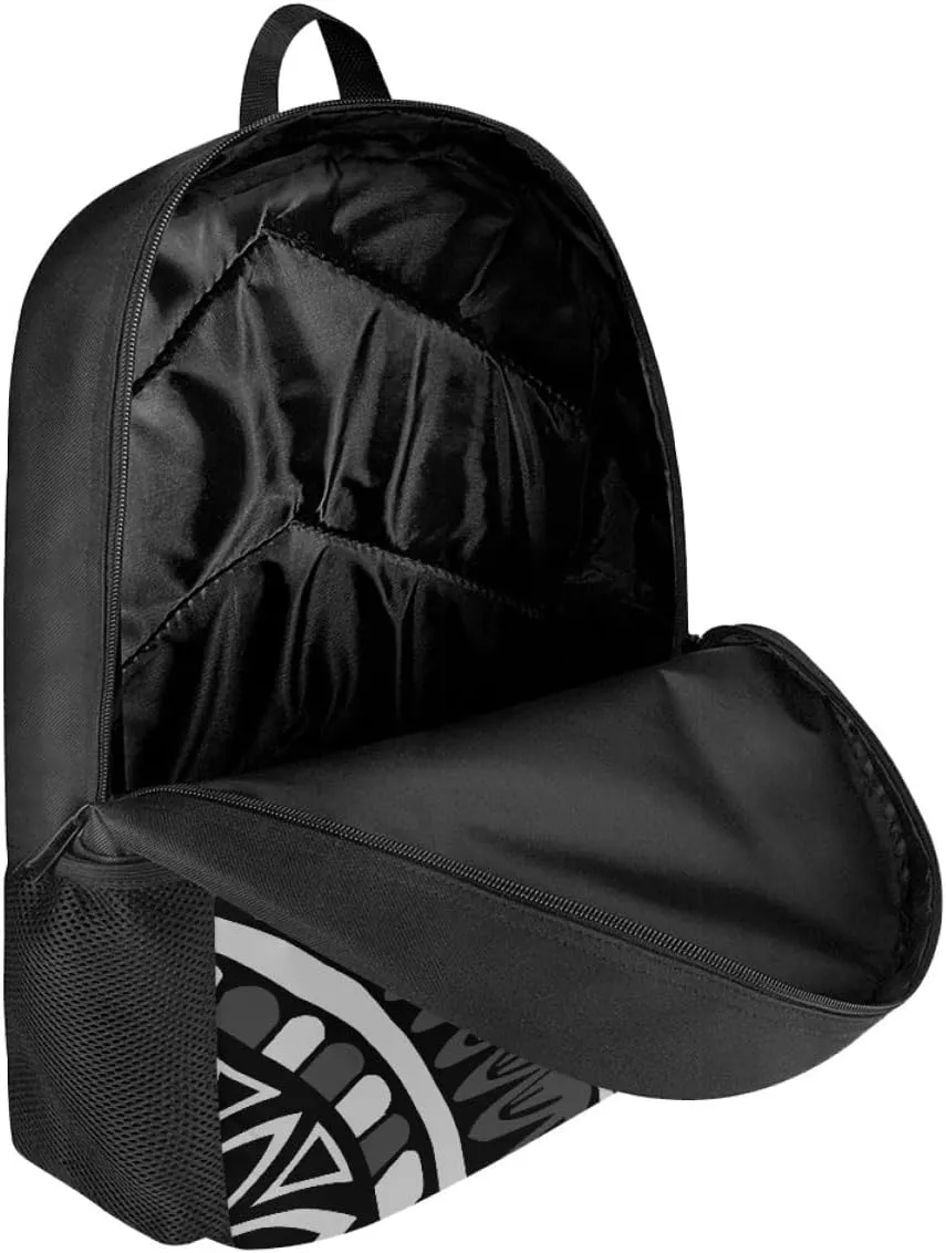 JooMeryer Traditional Polynesian American Samoa Print Backpack for Men Women Lightweight School Bags Casual Rucksack Daypack,Black Grey