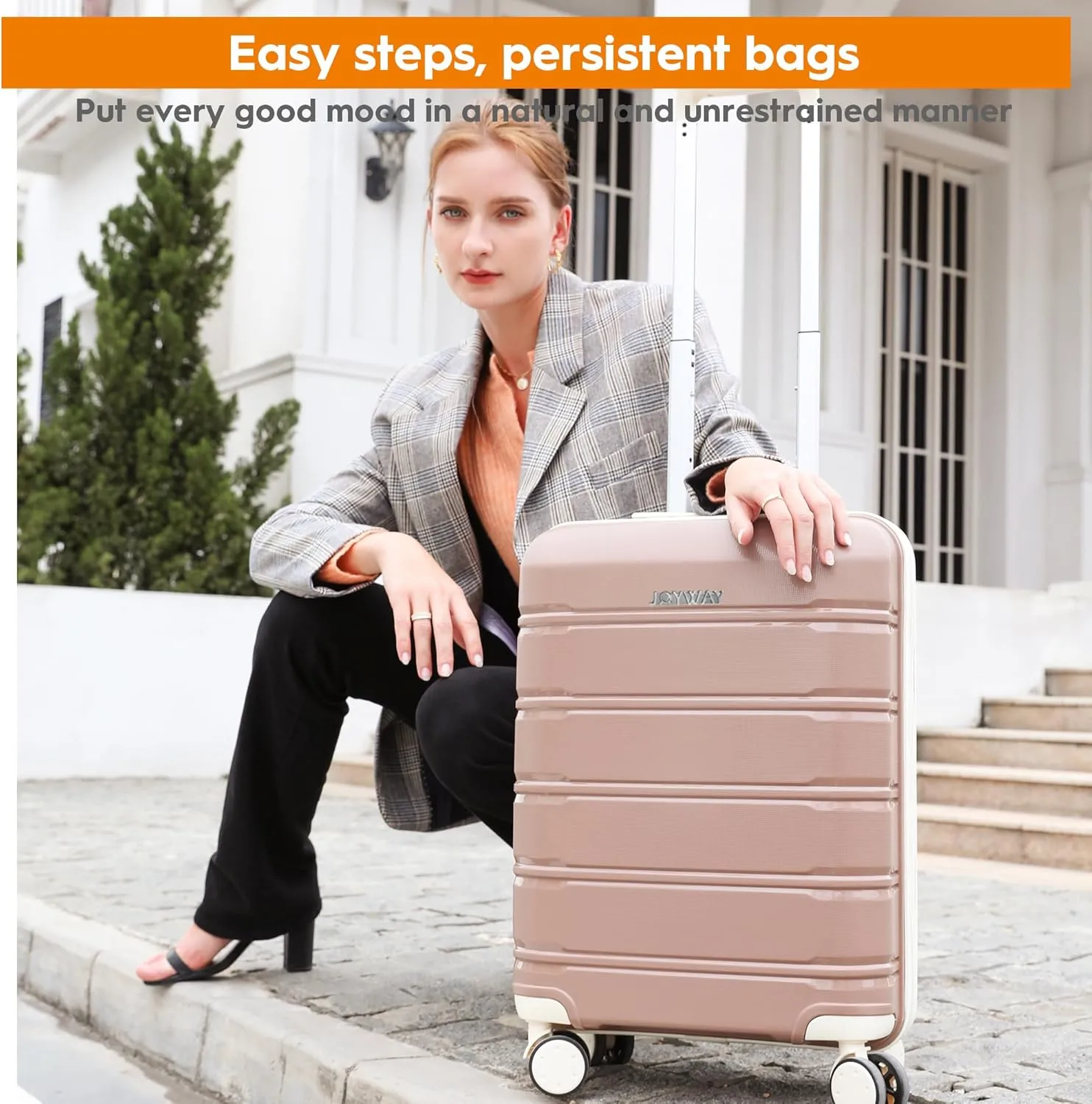Joyway Luggage 5 Piece Sets， Lightweight Rolling Hardside Travel Suitcase with TSA Lock，Carry On Checked with Spinner Wheels for Women Chocolate