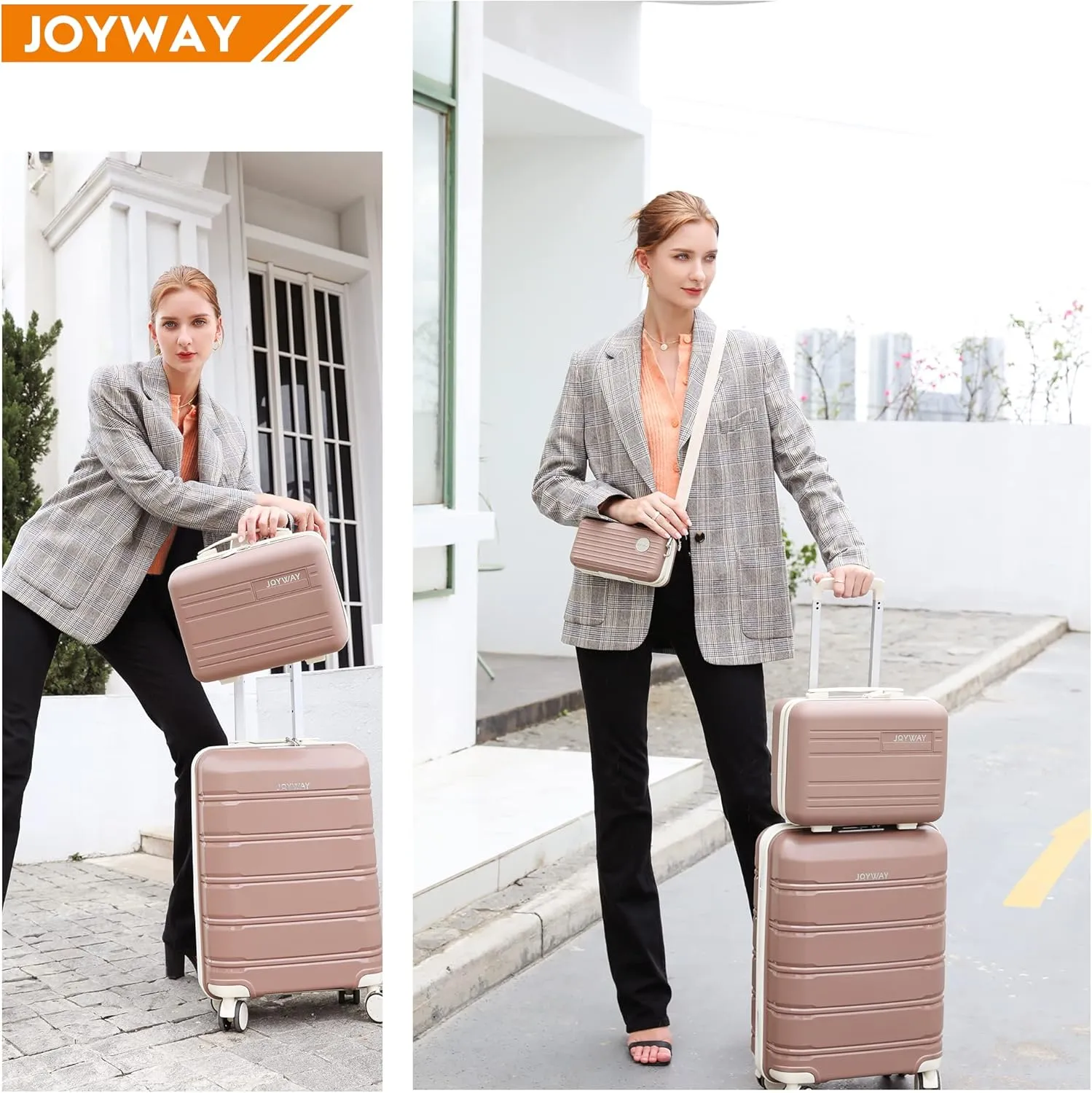 Joyway Luggage 5 Piece Sets， Lightweight Rolling Hardside Travel Suitcase with TSA Lock，Carry On Checked with Spinner Wheels for Women Chocolate