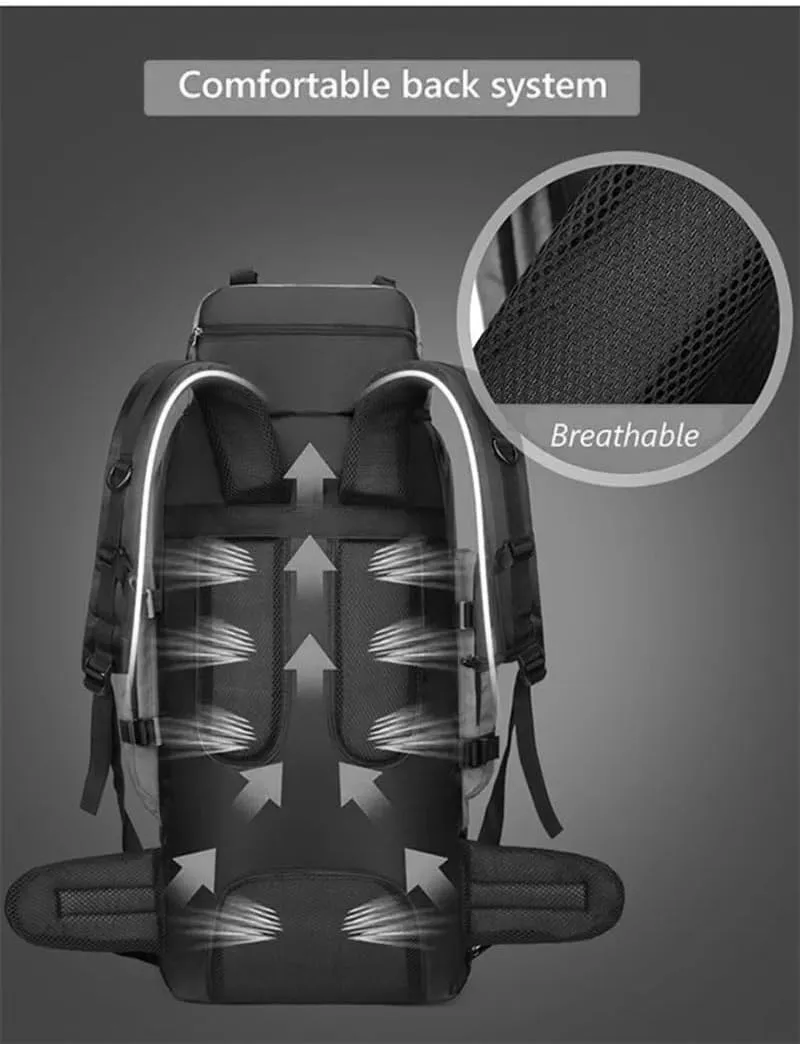 JSEIAJB Outdoor Hiking Mountaineering Bag 90L Large Capacity Travel Camping Rucksack Lightweight Waterproof Sport Bags