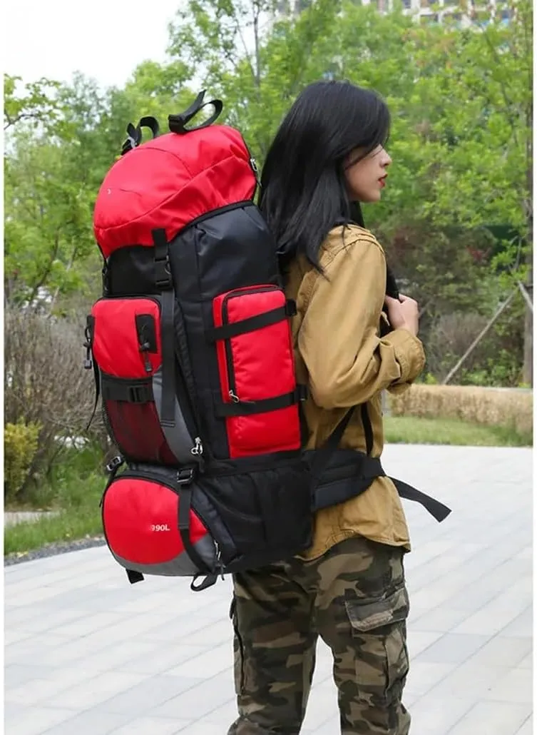 JSEIAJB Outdoor Hiking Mountaineering Bag 90L Large Capacity Travel Camping Rucksack Lightweight Waterproof Sport Bags