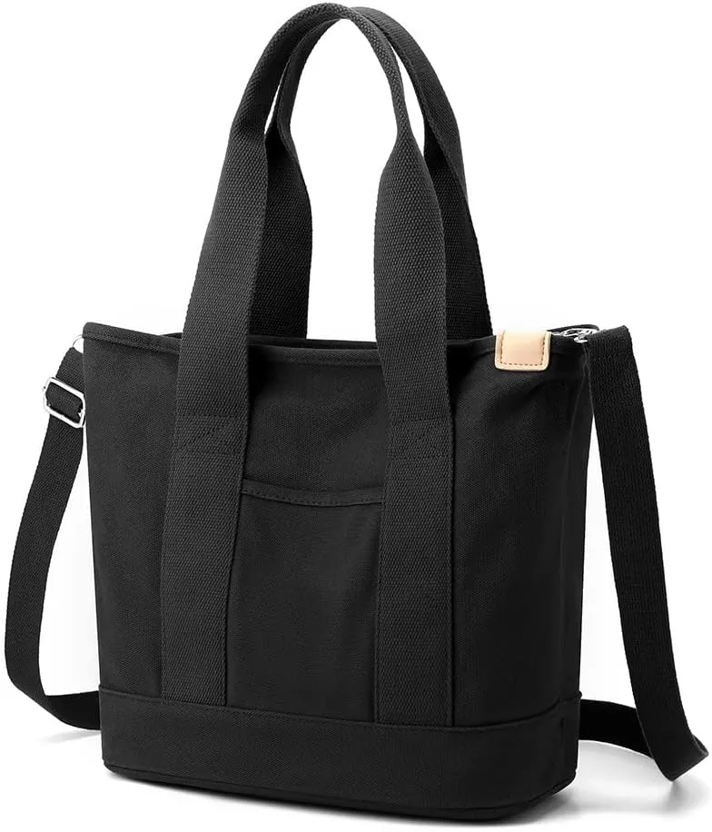 Juoxeepy Canvas Tote Bag Mini Handbag Tote Purse with Zipper Women Canvas Crossbody Bag Purse Top Handle Satchel Handbags for Office, School, Travel