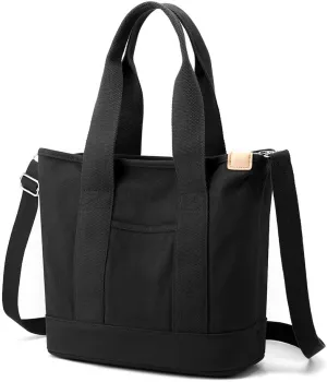 Juoxeepy Canvas Tote Bag Mini Handbag Tote Purse with Zipper Women Canvas Crossbody Bag Purse Top Handle Satchel Handbags for Office, School, Travel