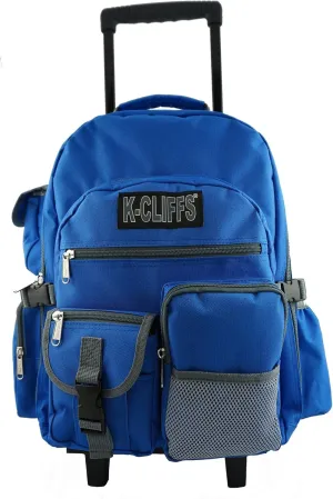 K-Cliffs Heavy Duty Rolling Backpack School Bookbag with Wheels Deluxe Wheeled Daypack