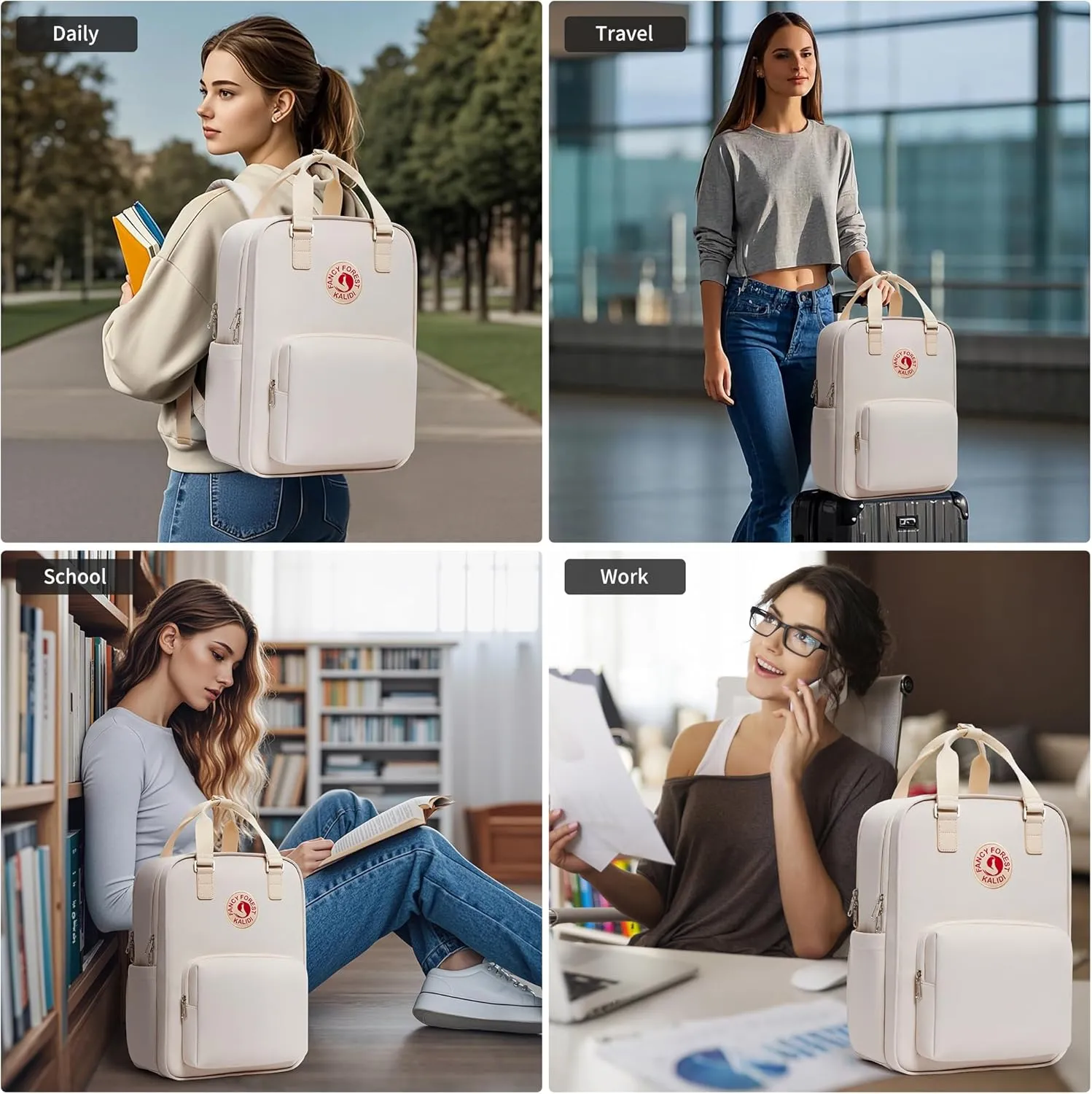 KALIDI 16 Inch Women Laptop Backpack, 15.6 Inches Business Office Work Daypack Rucksack Travel Airplane Gym Bag