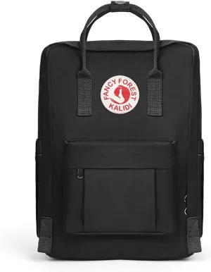 KALIDI Casual Laptop Backpack 15 Inches Classic Camping Rucksack Travel Outdoor Square Daypack College Hiking Gym Bag, Black