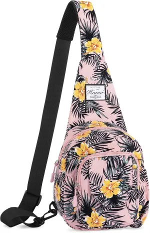 Kamo Sling Bag for Women Crossbody Purse Casual Daypack Floral Crossbody Sling Backpack Travel Shoulder Bag Hiking Daypack