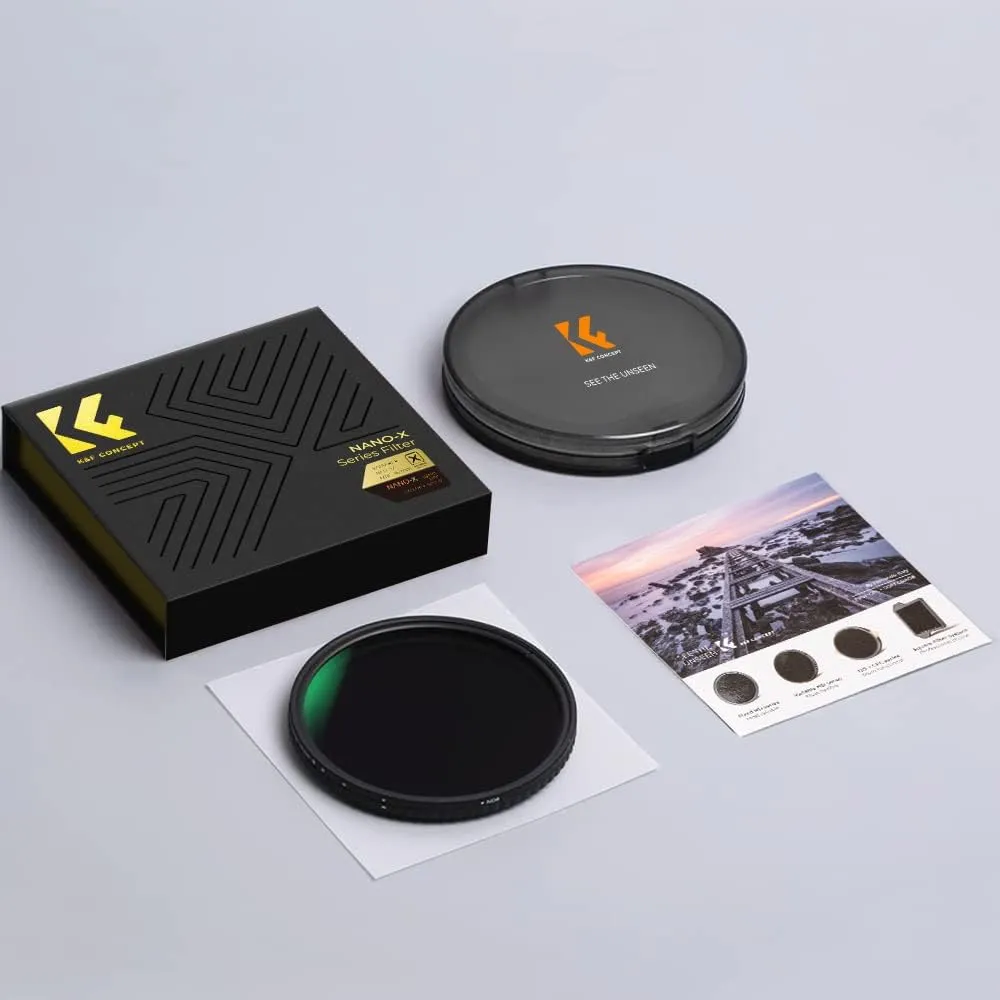 K&F Concept 72mm Variable ND Filter ND2-ND32 Camera Lens Filter (1-5 Stops) No X Cross HD Neutral Density Filter with 28 Multi-Layer Coatings Waterproof (Nano-X Series)