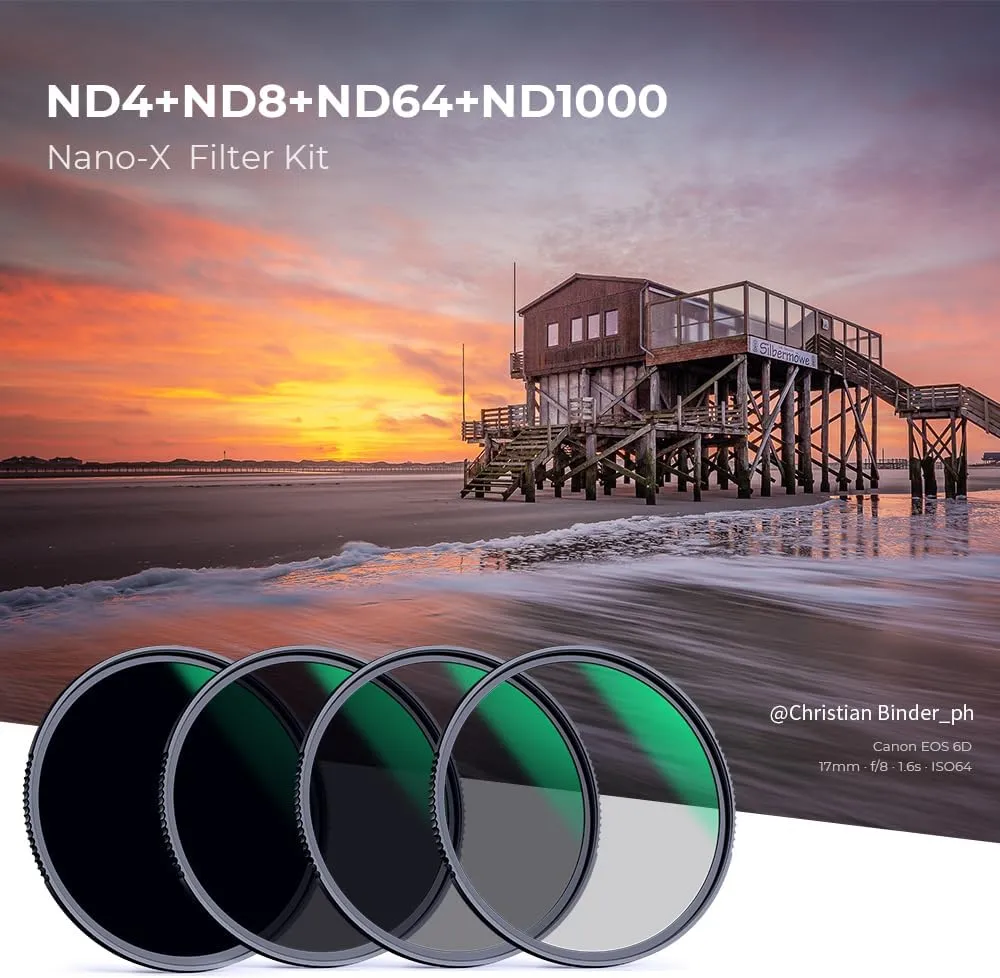 K&F Concept 77mm Fixed ND4 ND8 ND64 ND1000 Lens Filters Kit-Optical Glass Neutral Density Lens Filter with 28 Multi-Coated (Nano-X Series)