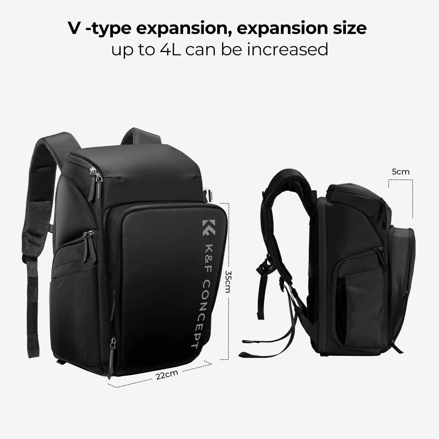K&F Concept Camera bags Waterproof 25L Large Capacity Camera Case with Raincover Camera Case 15.6 Inch Laptop Compartment Compatible for Canon/Nikon/Sony/DJI Mavic Drone Travel Camera Backpack