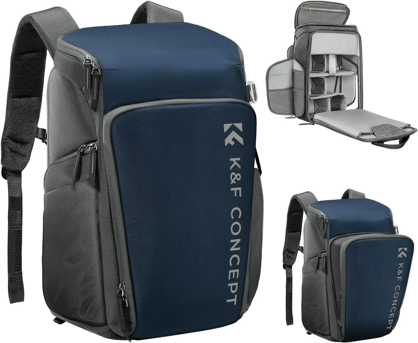 K&F Concept Camera bags Waterproof 25L Large Capacity Camera Case with Raincover Camera Case 15.6 Inch Laptop Compartment Compatible for Canon/Nikon/Sony/DJI Mavic Drone Travel Camera Backpack