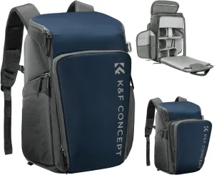 K&F Concept Camera bags Waterproof 25L Large Capacity Camera Case with Raincover Camera Case 15.6 Inch Laptop Compartment Compatible for Canon/Nikon/Sony/DJI Mavic Drone Travel Camera Backpack