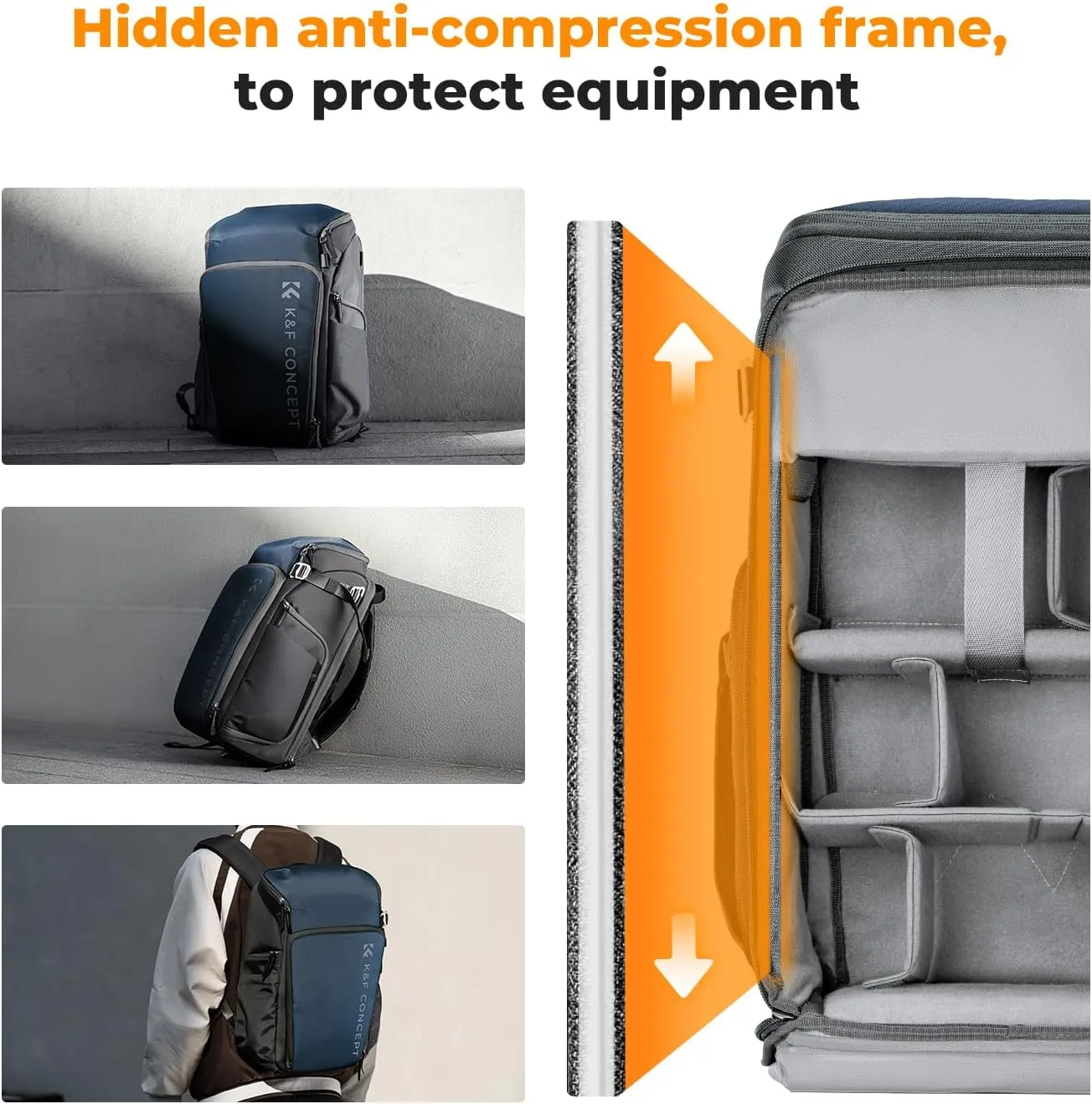 K&F Concept Camera bags Waterproof 25L Large Capacity Camera Case with Raincover Camera Case 15.6 Inch Laptop Compartment Compatible for Canon/Nikon/Sony/DJI Mavic Drone Travel Camera Backpack