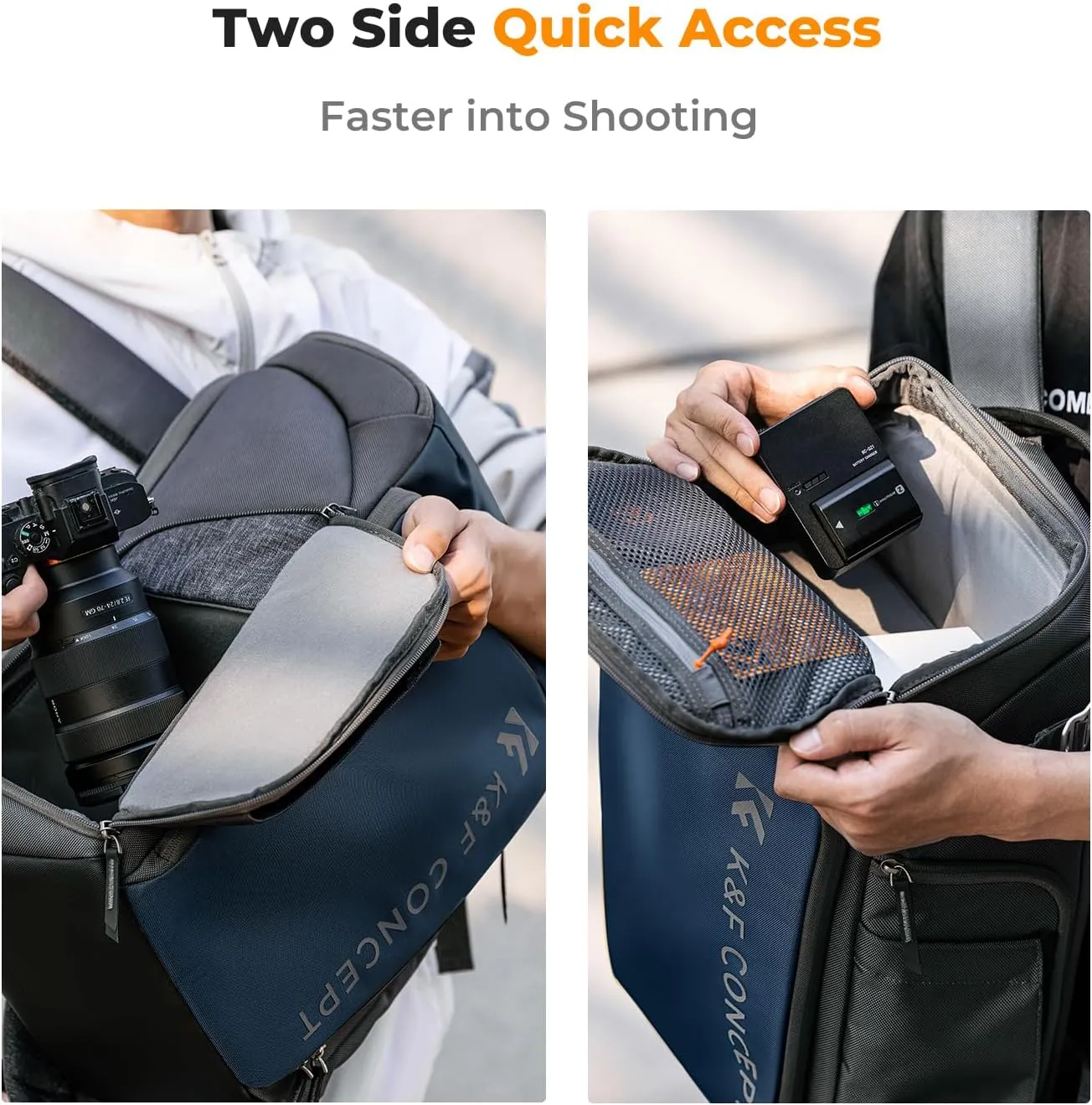 K&F Concept Camera bags Waterproof 25L Large Capacity Camera Case with Raincover Camera Case 15.6 Inch Laptop Compartment Compatible for Canon/Nikon/Sony/DJI Mavic Drone Travel Camera Backpack