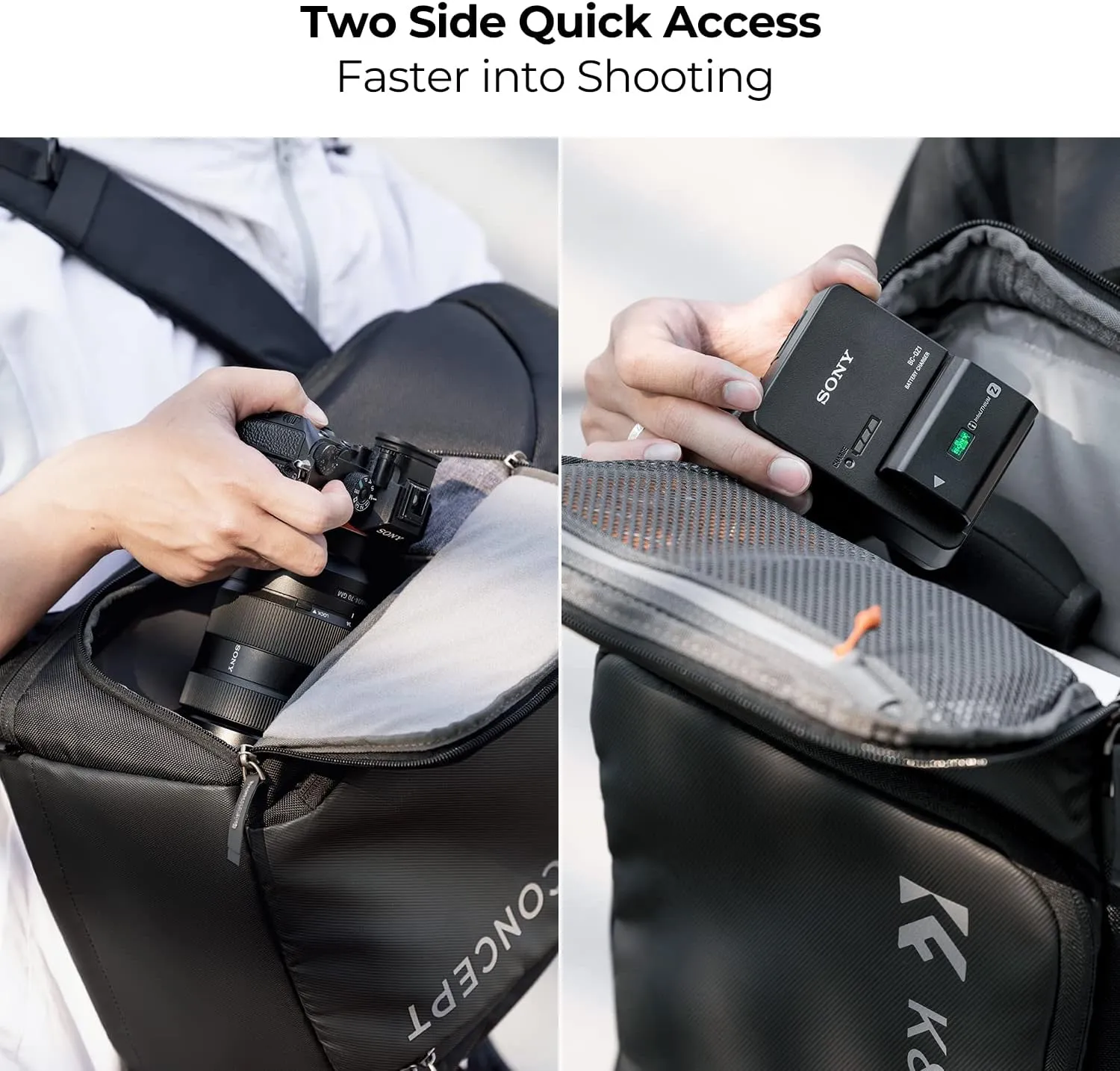 K&F Concept Camera bags Waterproof 25L Large Capacity Camera Case with Raincover Camera Case 15.6 Inch Laptop Compartment Compatible for Canon/Nikon/Sony/DJI Mavic Drone Travel Camera Backpack