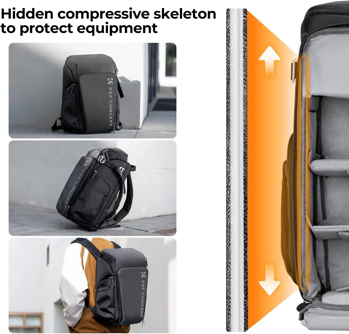 K&F Concept Professional Camera bags for photographers 25L Large Capacity Camera Case Waterproof Photography Camera Backpack for Dslr Cameras