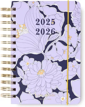 kate spade new york Daily Planner 2025-2026 Medium Agenda August 2025-December 2026, Hardcover Weekly and Monthly Spiral Planner with Stickers (Coastal Garden)