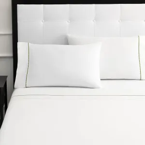 kate spade new york Dot Queen Sheet Set, 300 Thread Count and 100% Cotton, All Season 4 Piece Bedding Set, Machine Washable, White and Green