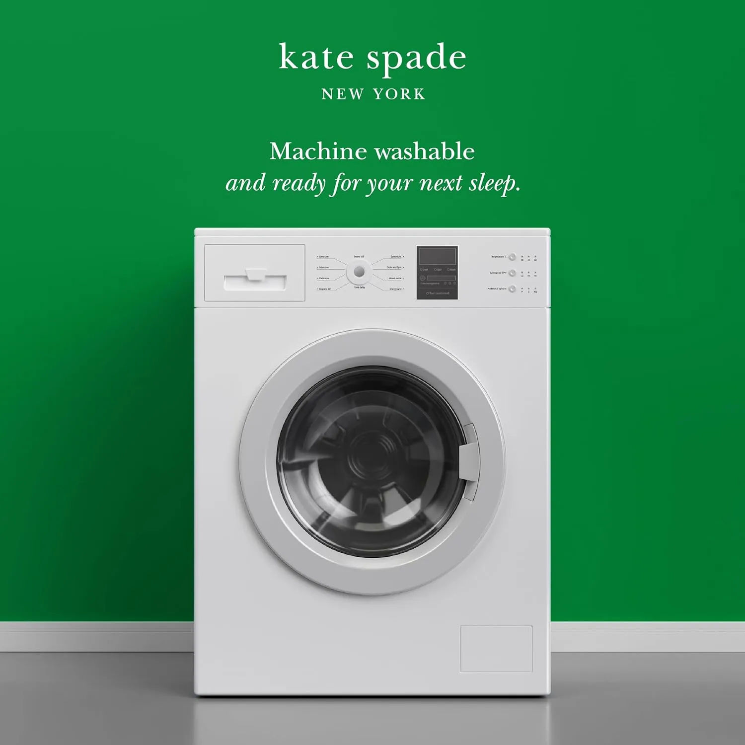 kate spade new york Dot Queen Sheet Set, 300 Thread Count and 100% Cotton, All Season 4 Piece Bedding Set, Machine Washable, White and Green