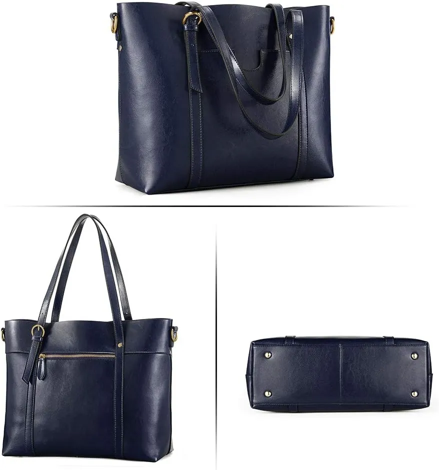 Kattee Genuine Leather Women Tote Bag Soft Handbags Vintage Shoulder Purses Fashion Top Handle Bag Large Capacity