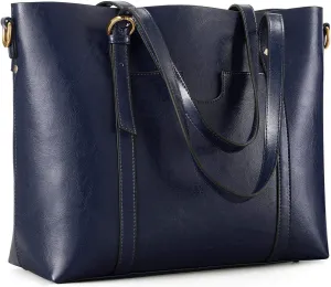Kattee Genuine Leather Women Tote Bag Soft Handbags Vintage Shoulder Purses Fashion Top Handle Bag Large Capacity