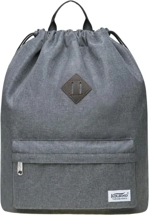 KAUKKO Drawstring Sports Backpack Gym Yoga Bag Shoulder Rucksack for Men and Women(1031-3-DARKGRAY)