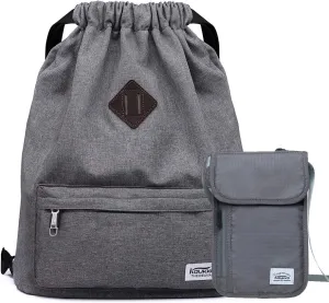 KAUKKO Drawstring Sports Backpack Gym Yoga Bag Shoulder Rucksack for Men and Women(1031-GRAY2PC)