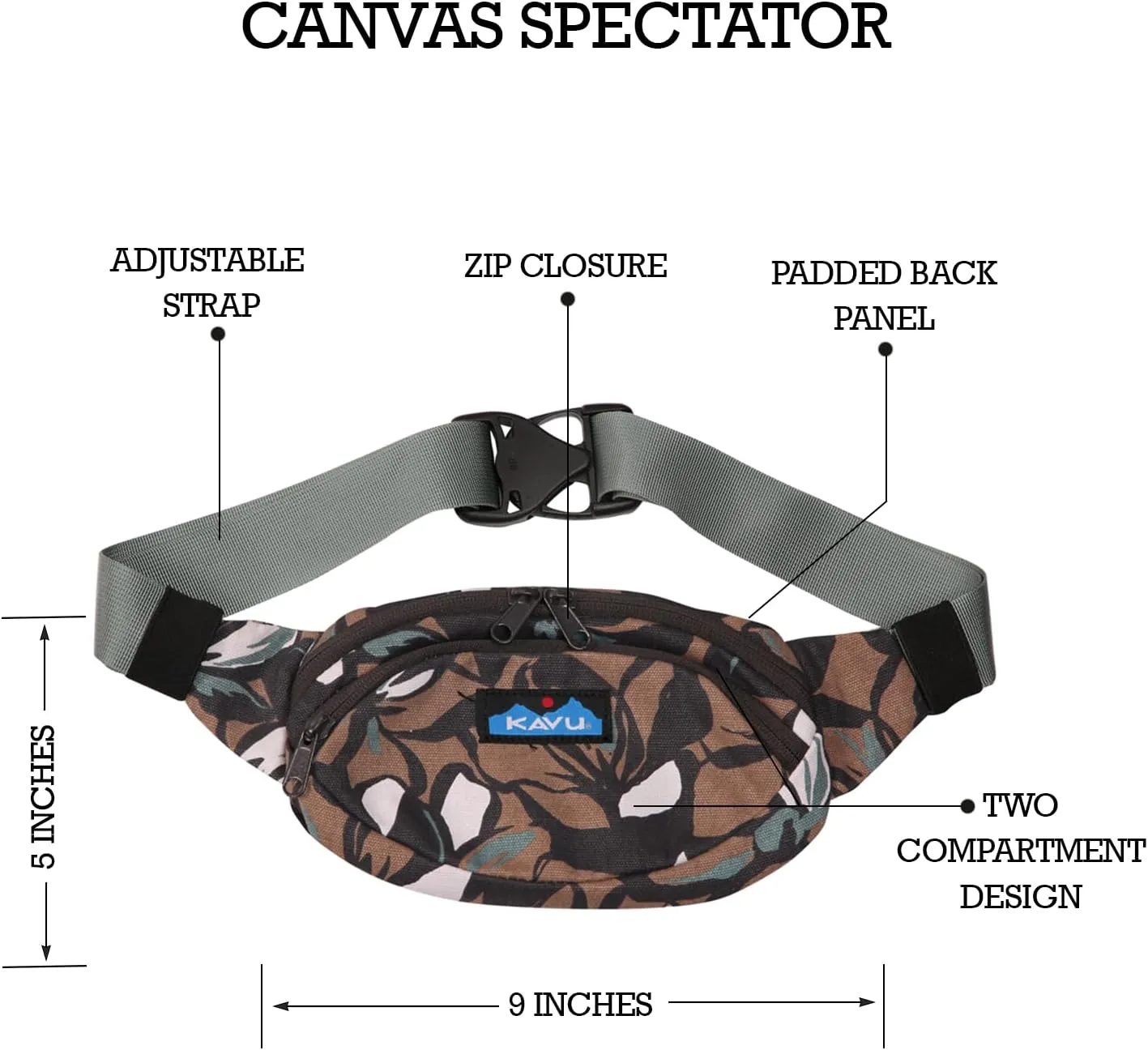 KAVU Canvas Spectator Belt Bag Hip Fanny Pack