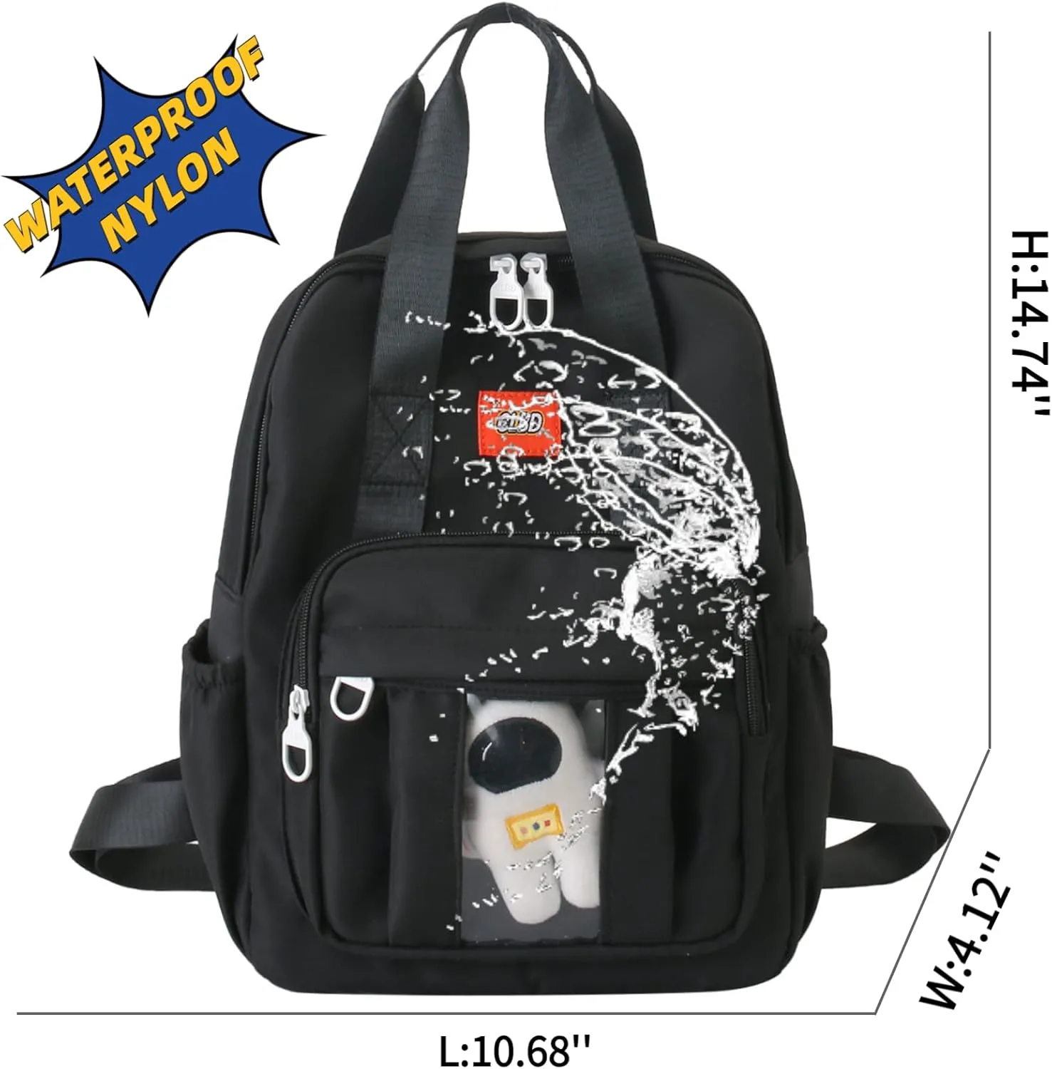 Kawaii Backpack with Cute Accessories 13 Inch Laptop Anti-Theft Travel Aesthetic New Semester Gifts Handbag (black,Medium(25 Liter))