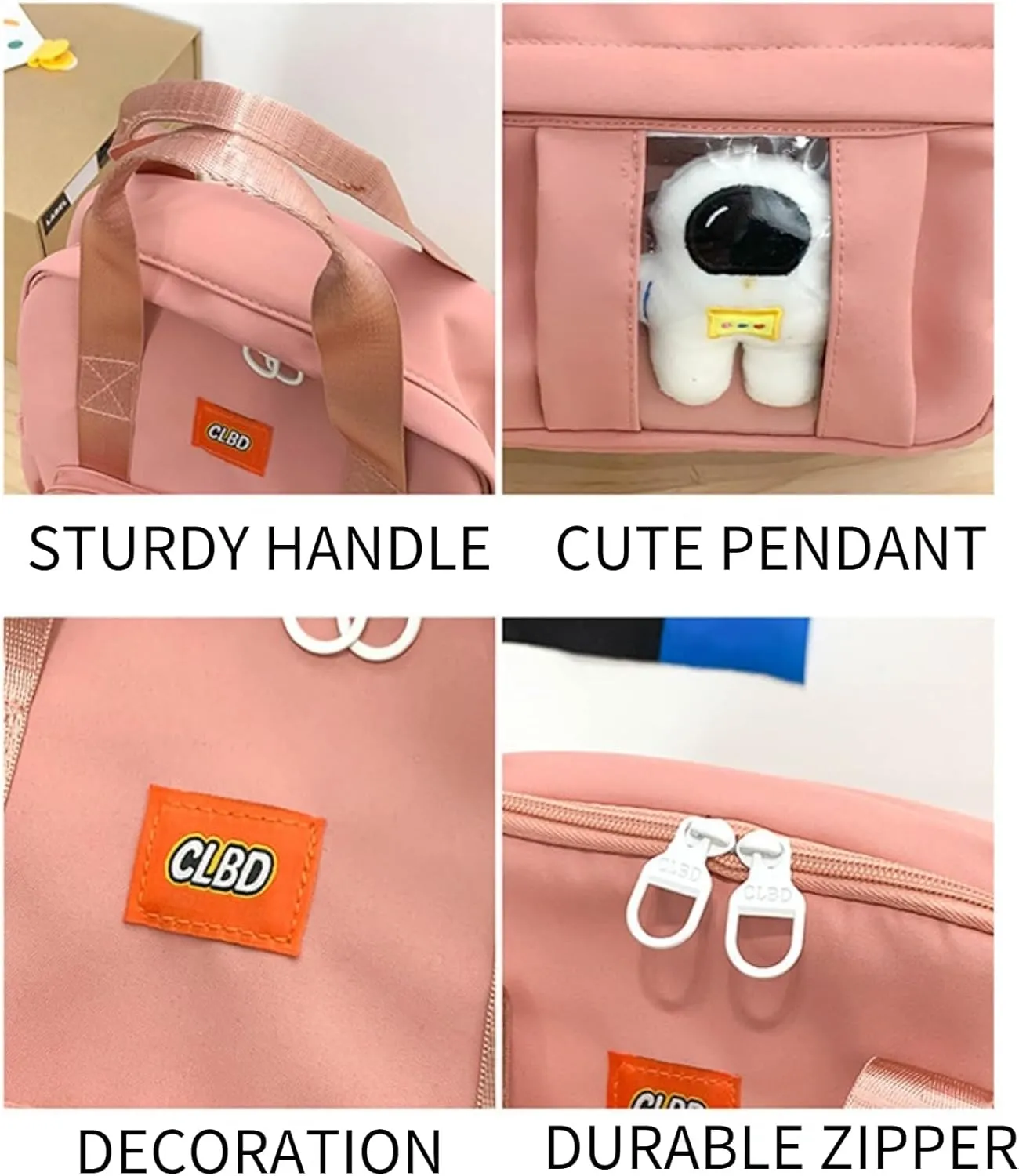 Kawaii Backpack with Cute Accessories 13 Inch Laptop Anti-Theft Travel Aesthetic New Semester Gifts Handbag (black,Medium(25 Liter))