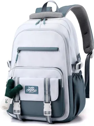 Kawaii Backpack with Cute Accessories Pendant Travel Bag Large Outdoor Waterproof Casual Daypack Women Men (Blue)