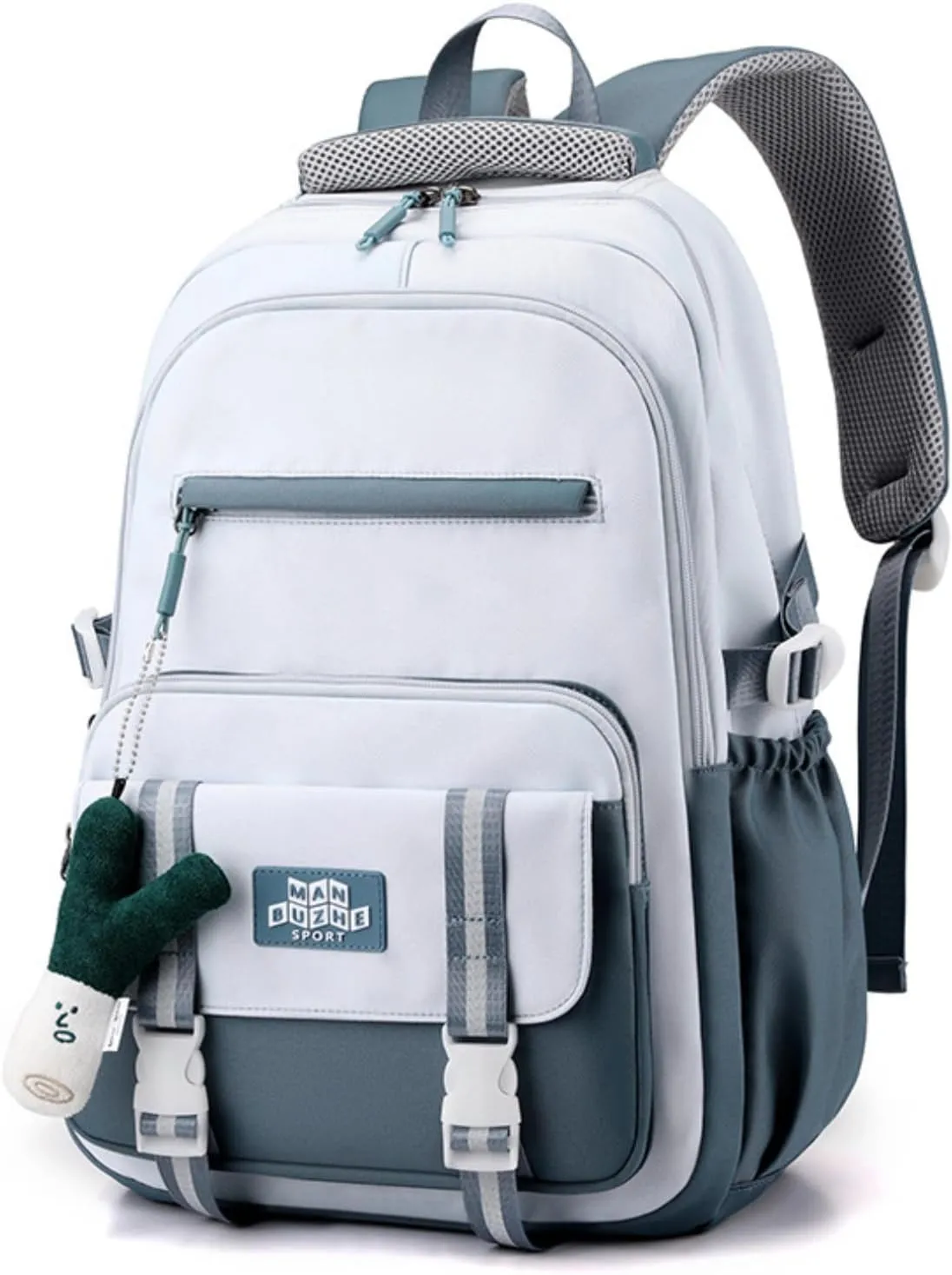 Kawaii Backpack with Cute Accessories Pendant Travel Bag Large Outdoor Waterproof Casual Daypack Women Men (Blue)