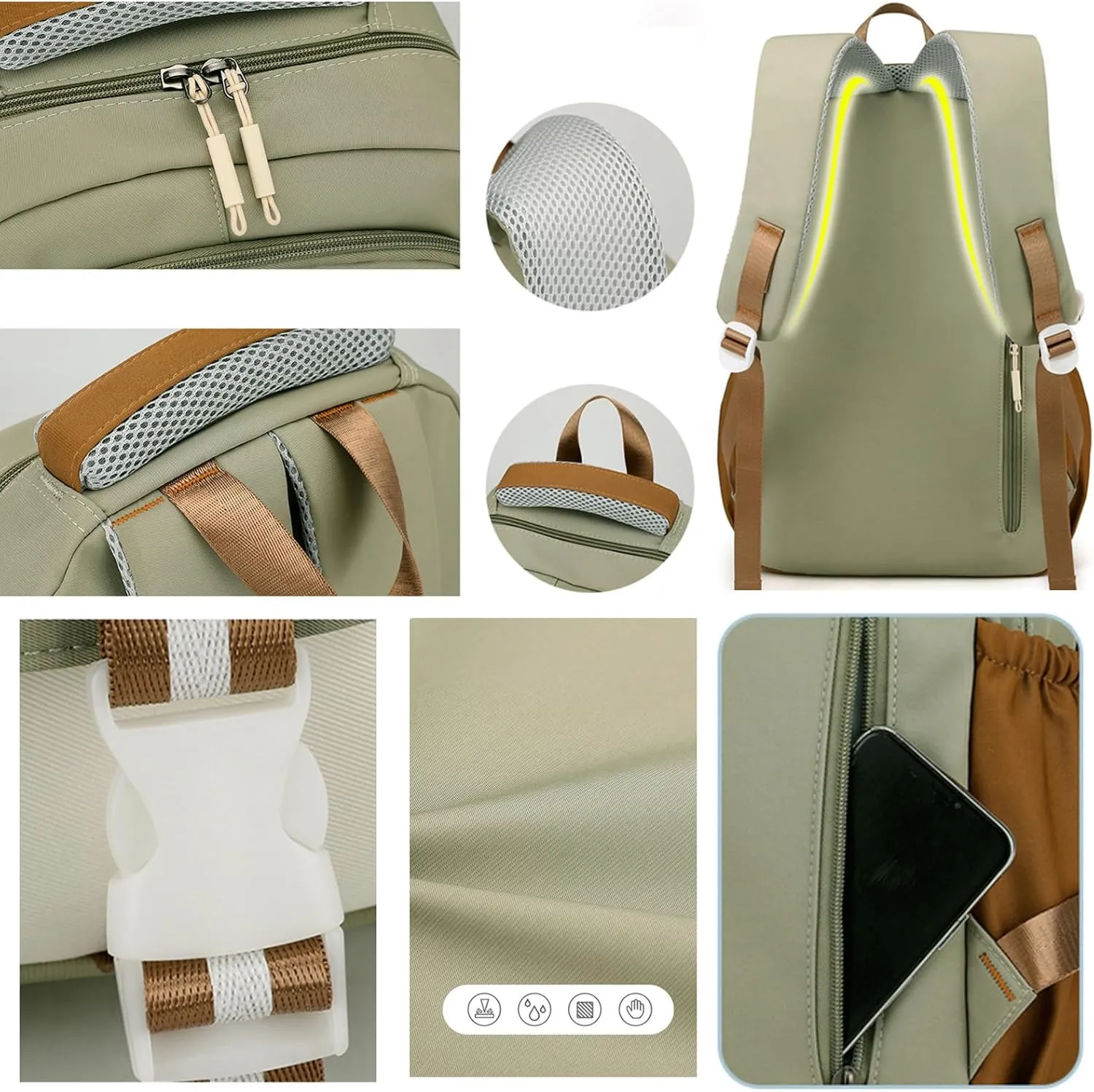 Kawaii Backpack with Cute Accessories Pendant Travel Bag Large Outdoor Waterproof Casual Daypack Women Men (Blue)