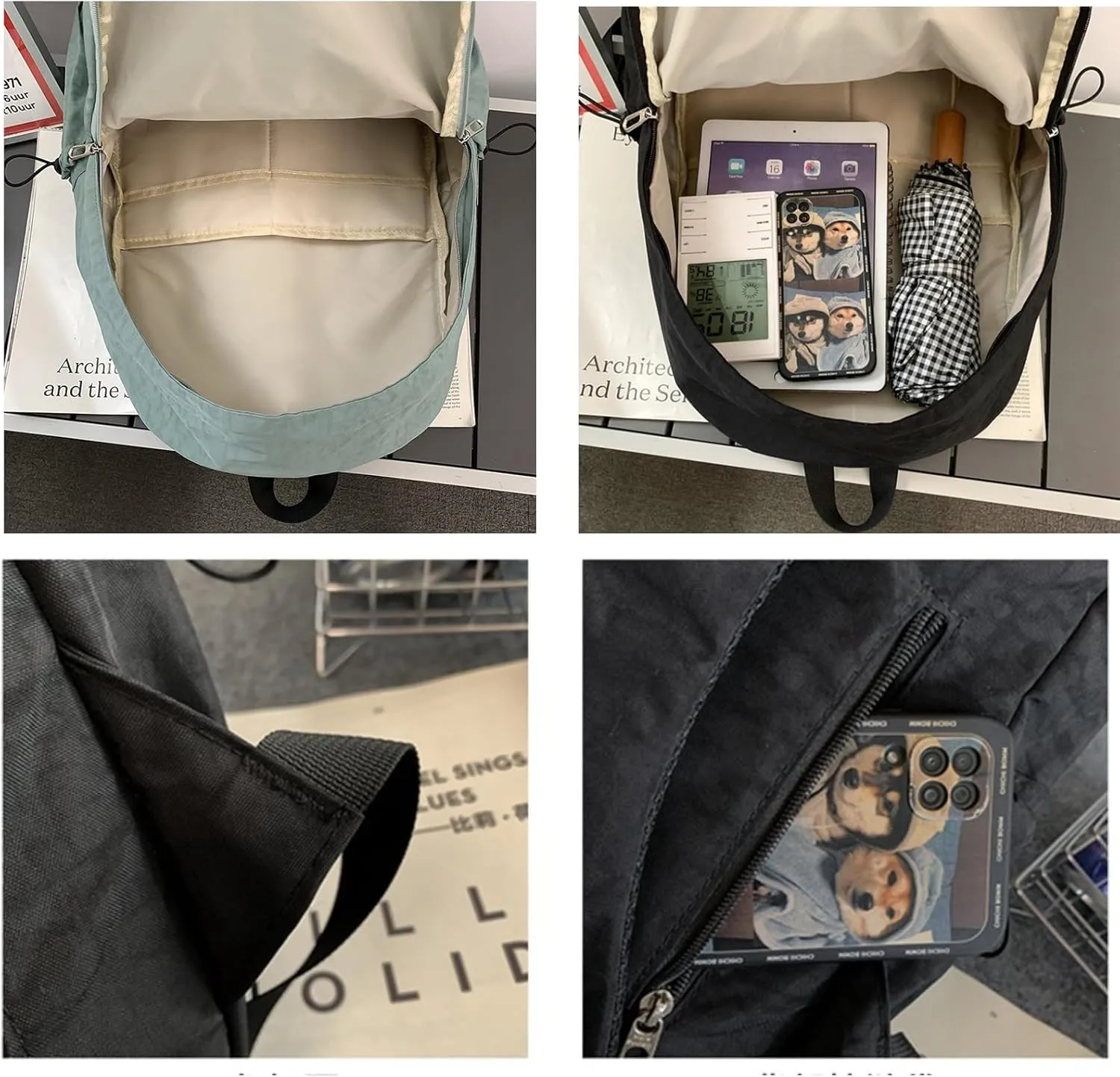 Kawaii Backpack with Cute Accessories Pendant Travel Casual Daypack Lightweight Laptop Bags Outdoor Women (Black)