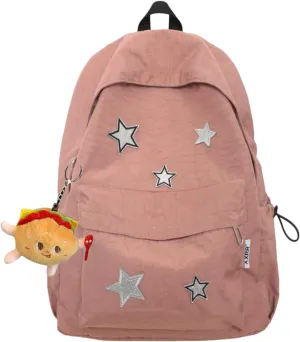 Kawaii Backpack with Cute Accessories Pendant Travel Casual Daypack Lightweight Laptop Bags Outdoor Women (Pink)