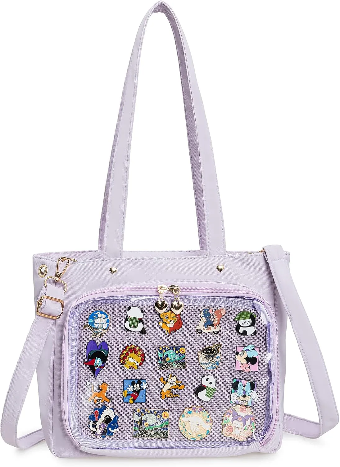 Kawaii Pins Display Ita Tote Canvas Shoulder Crossbody Bag Purses and Handbags