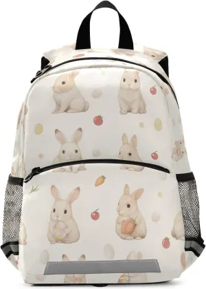 Kids Backpack for Preschool, Happy Easter Rabbit Bunny Pink, Multifunctional Bookbag Cute Travel Back Pack