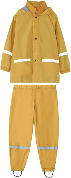 Kids Hooded Raincoat Rain Windproof Outwear Reflective Raincoat Girls Trench Coat Pants Hoodies Clothes Long Big Pockets