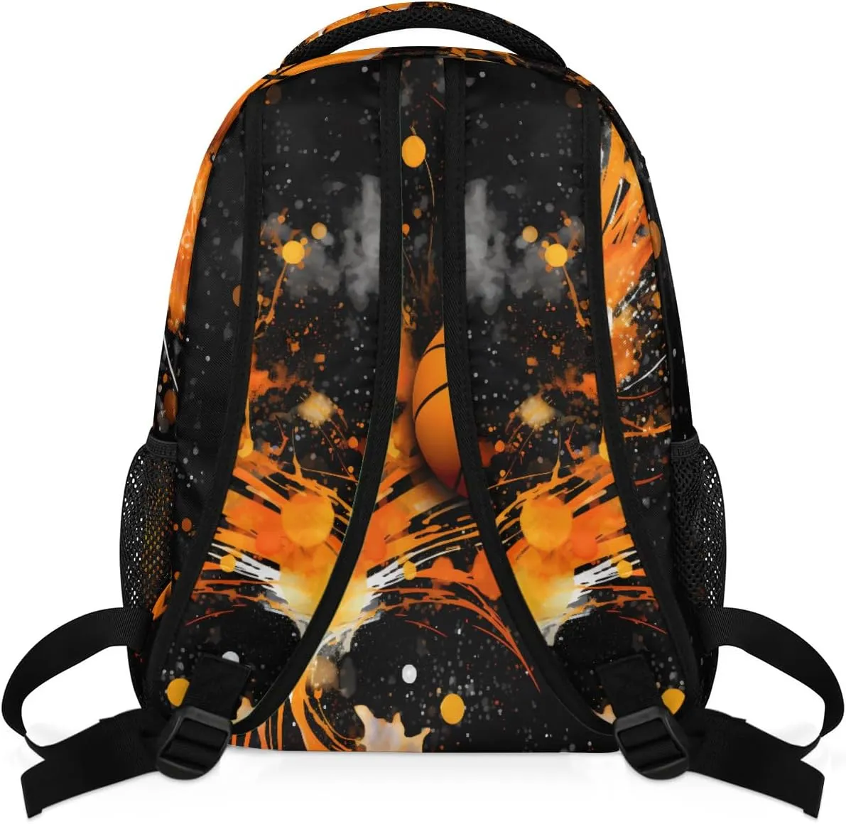 Kids School Backpack Abstract Art Painting Basketball Large Bookbag for Elementary Students Boys Girls Lightweight Travel Casual Daypack Water Resistant Outdoor Hiking Sport Rucksack