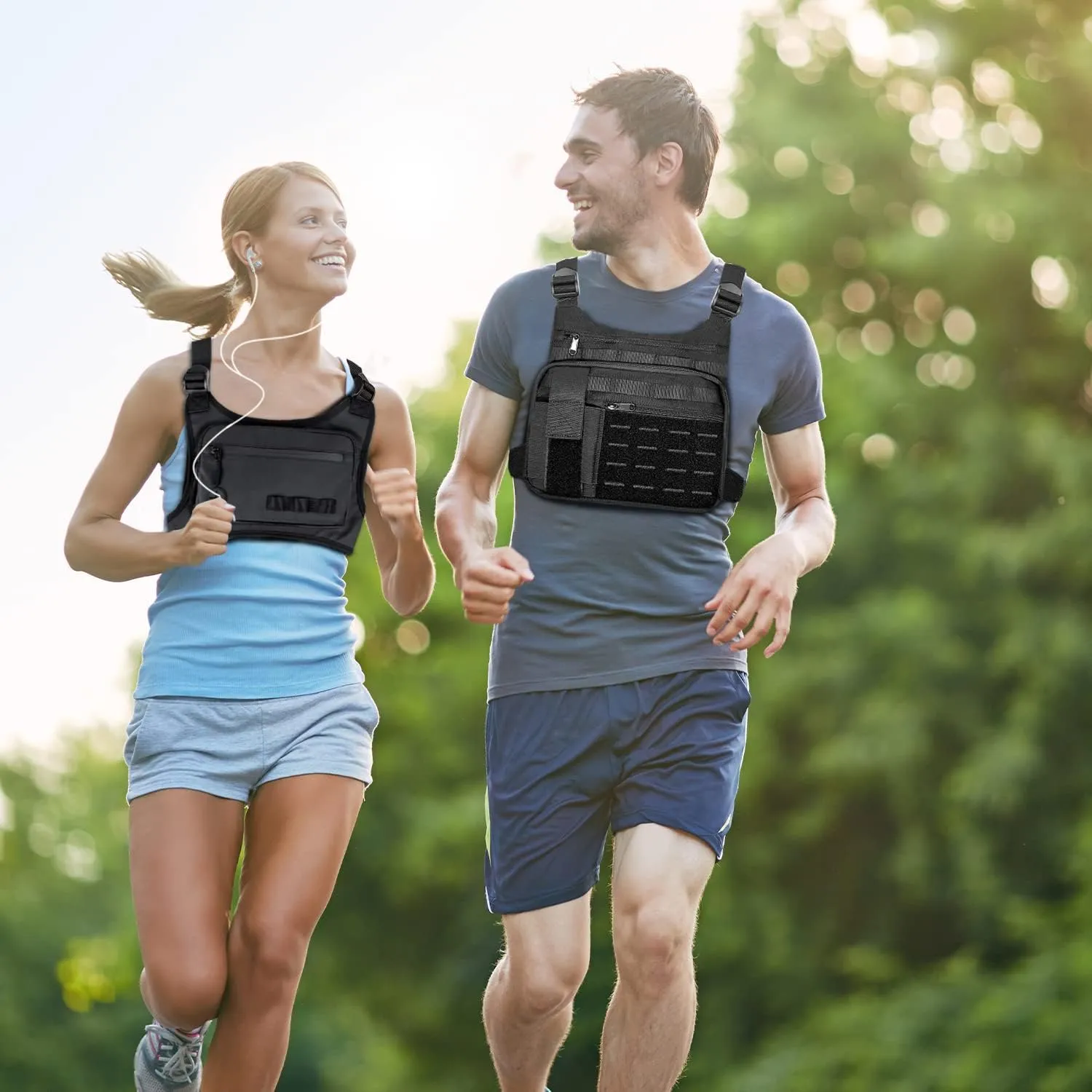 KINGSLONG Tactical Chest Bag Lightweight Running Chest Pack, Water Resistant Running Vest Pack with Phone Holder Running Backpack for Men Women