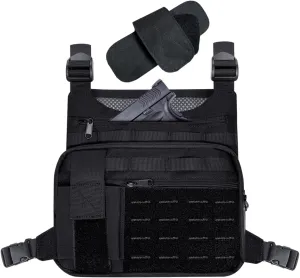 KINGSLONG Tactical Chest Bag, Running Vest Chest Pack for Men Chest Rids Holster Water Resistant EDC Bags