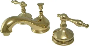 Kingston Brass KS1162NL Heritage Widespread Lavatory Faucet with Metal lever handle, Polished Brass, 8-Inch Adjustable Center