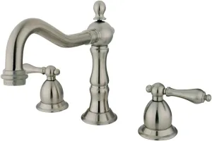 Kingston Brass KS1978AL Heritage Widespread Lavatory Faucet with Metal lever handle, Brushed Nickel