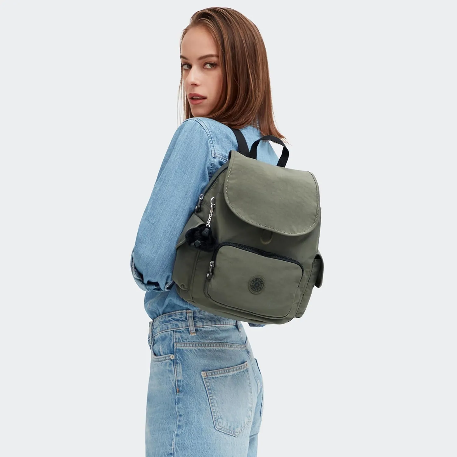 Kipling Women's City Pack S' Backpack Handbag, Green Moss, 19x27x33.5 cm (LxWxH)