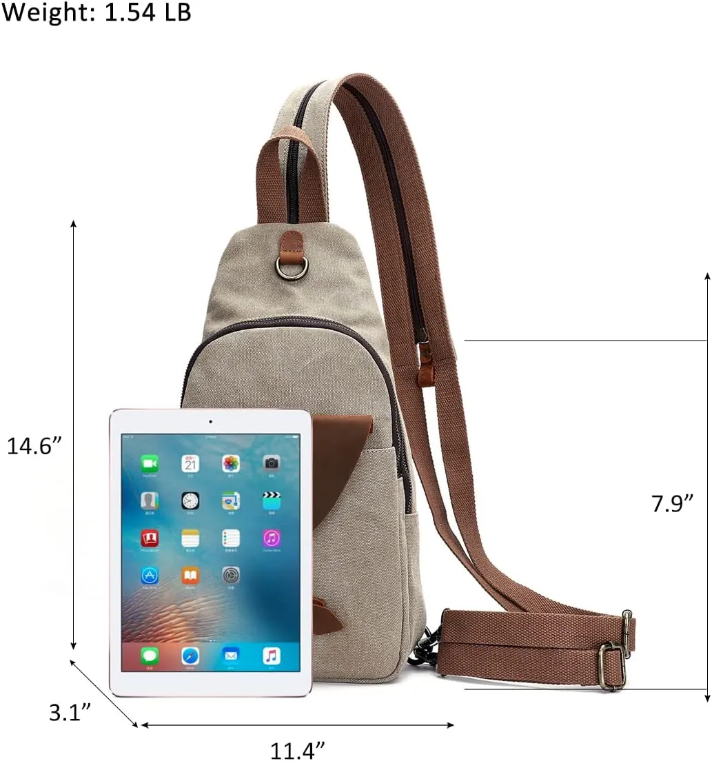 KL928 Canvas Sling Bag Crossbody Backpack Shoulder Casual Rucksack for Men Women