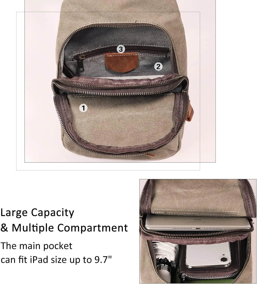 KL928 Canvas Sling Bag Crossbody Backpack Shoulder Casual Rucksack for Men Women