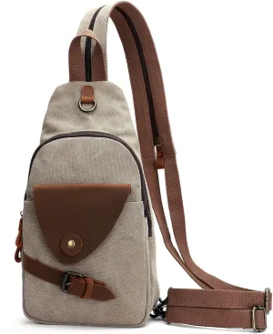 KL928 Canvas Sling Bag Crossbody Backpack Shoulder Casual Rucksack for Men Women