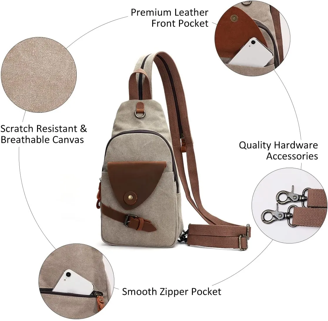 KL928 Canvas Sling Bag Crossbody Backpack Shoulder Casual Rucksack for Men Women