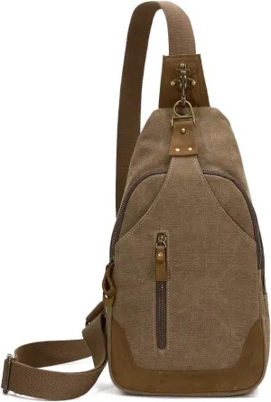 KL928 Canvas Sling Bag Crossbody Backpack Shoulder Casual Rucksack for Men Women